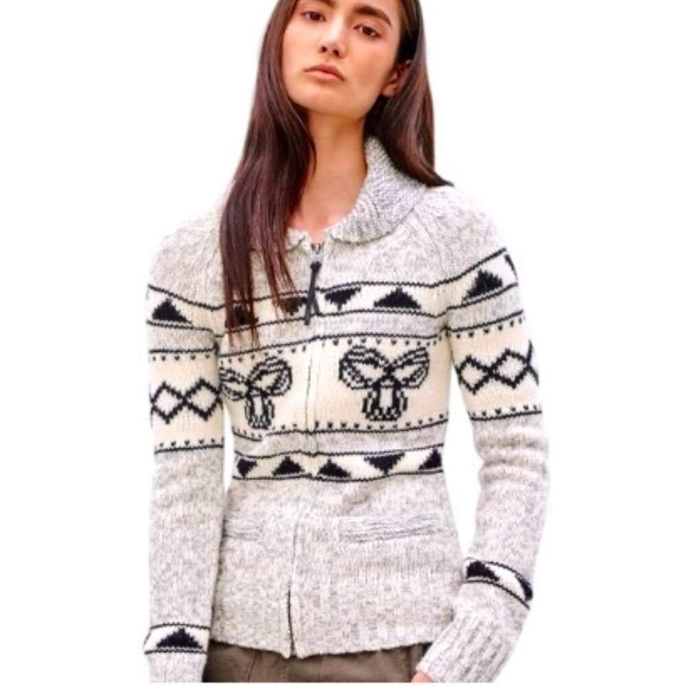 TNA Grey Sea to Sky Wool Cowichan Sweater